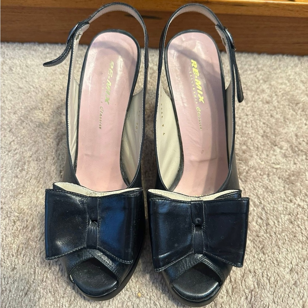 Black ReMix “Rita” Peep-Toe Slingback Heels shoe rockabilly